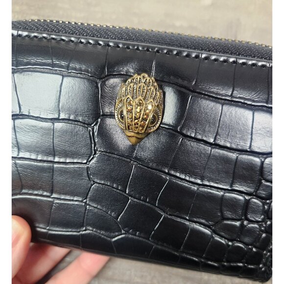 Kurt Geiger London Black Croc Print Eagle Zip Wallet - Picture 2 of 5